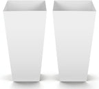 VEVOR 26 Inch Tall Planter Set of 2, Outdoor Large Tall Planters for Outdoor Indoor Plants, White Tapered Planter for Front Porch, Patio, Garden, Plant Container Flower Pots with Built-in Drainage