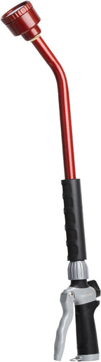 RESTMO Heavy Duty Full Metal Long Watering Wand, 24 Inches Gentle Soft Full Shower Sprayer Wand with Flow Control, Hose Wand for Hanging Baskets, Shrubs, Plants, Flowers, Garden and Lawn, Red