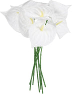 uxcell 8Pcs 11inch Artificial Anthurium Lily Flowers, Permanent Flower Bouquet for Home Arrangements Wedding Festival Decoration Crafts Store Decor Accessories, White