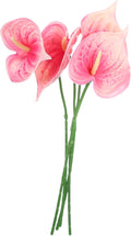 uxcell 4Pcs 11inch Artificial Anthurium Lily Flowers, Permanent Flower Bouquet for Home Arrangements Wedding Festival Decoration Crafts Store Decor Accessories, Pink