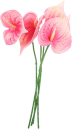 uxcell 4Pcs 11inch Artificial Anthurium Lily Flowers, Permanent Flower Bouquet for Home Arrangements Wedding Festival Decoration Crafts Store Decor Accessories, Pink