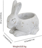 Vintage Cement Animal Planter Pots,Cement Succulent Planter,Indoor & Outdoor Garden Decor Rustic Shabby Flower Plants for Home,Patio,Balcony(White Rabbit)