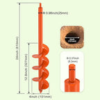 Dolibest 4 x24 Auger Drill Bit for Planting, Steel Garden Auger for Post Hole Digger, Bulb Planter Tool for Beach Umbrella, Mailbox, Fence Post Holes Digger - Fits 3/8" Hex Drill