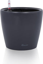 Dexceder 11x10 Self Watering Planter (Slate Gray Matte) | Inner Pot Design, Thickened Table Flower Plant Pot with Water Level Indicator Indoor Outdoor