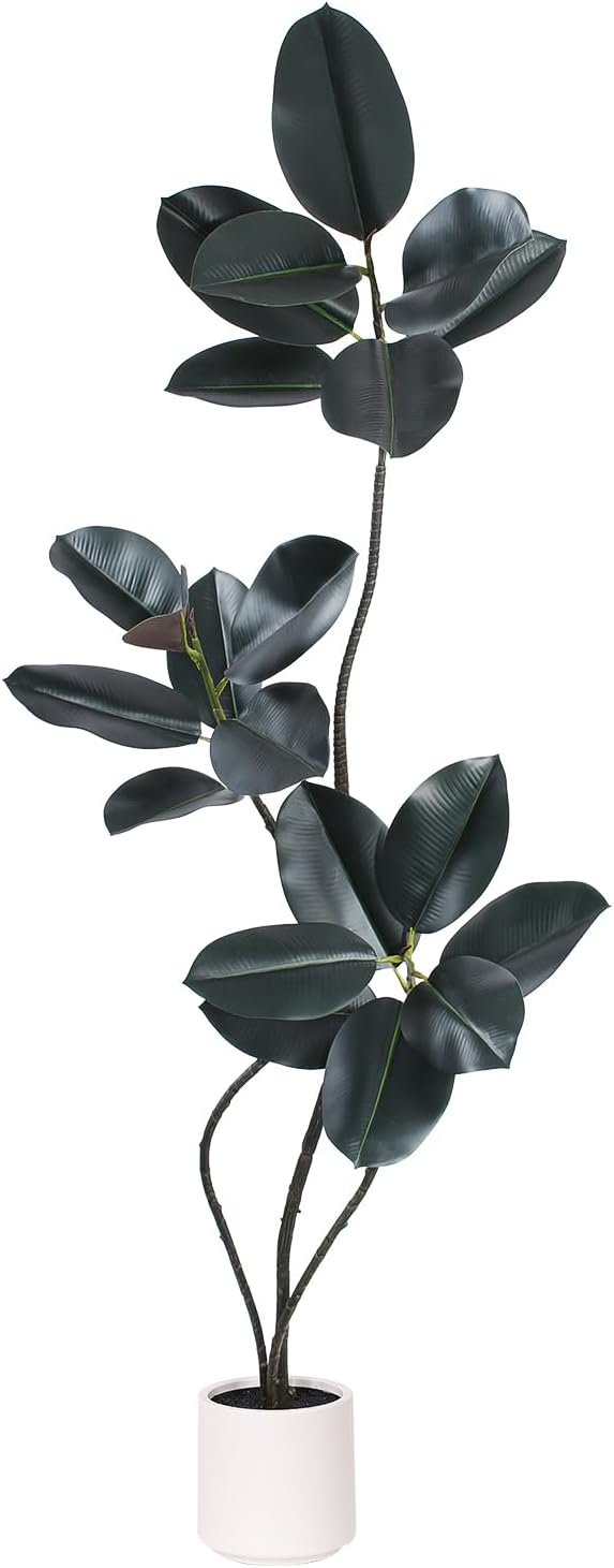Yepdin Artificial Rubber Tree Plant -5FT Faux Plants Indoor with Planter,Tall Fake Trees Lifelike Branches & Foliage,Large Artificial Plants Indoor for Home Office Floor Patio