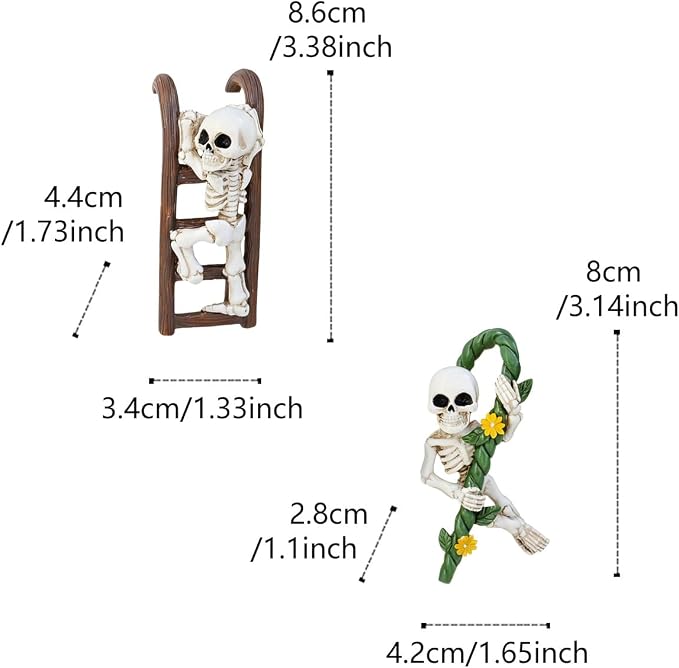 2-piece set Skeleton Pot Huggers for Planters, Climbing Animal Flower Pot Hugger, Hanging Plant Decorations for Pots, Cute Plant Pot Decorations for Home Garden Patio Fence Lawn Yard (Stairs Skeleton)