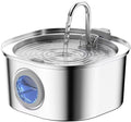 PEKTACO Stainless Steel Cat Water Fountain, 3.2L/108oz Cat Water Dispenser with Quiet Water Pump, Dishwasher Safe Pet Drinking Fountain for Cats