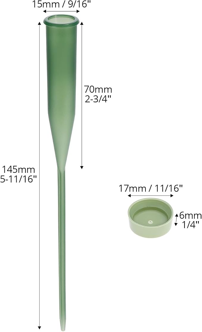 QWORK 6 Inch Green Floral Water Tubes with Rubber Caps, 100 Pcs Plastic Flower Water Picks for Fresh Flower Arrangements, Leak-Proof Floral Supplies for Florists, Weddings, Garden and DIY Crafts