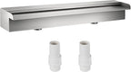 VEVOR Pool Fountain Stainless Steel Pool Waterfall 23.6" x 4.5" x 3.1"(W x D x H) Waterfall Spillway with Pipe Connector Rectangular Garden Outdoor, Silver