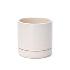 D'vine Dev 4.7 Inch Ceramic Planter Pot with Drainage Hole and Saucer, Indoor Cylinder Round Planter Pot, Oatmeal, 94-O-B-8