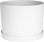 Bloem Mathers 6" White Round Modern Resin Garden Planter Pot with Drainage Holes and Removable Saucer Tray Included