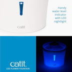Catit LED Flower Fountain with Triple Action Filter, Cat Drinking Water Fountain, 3 L