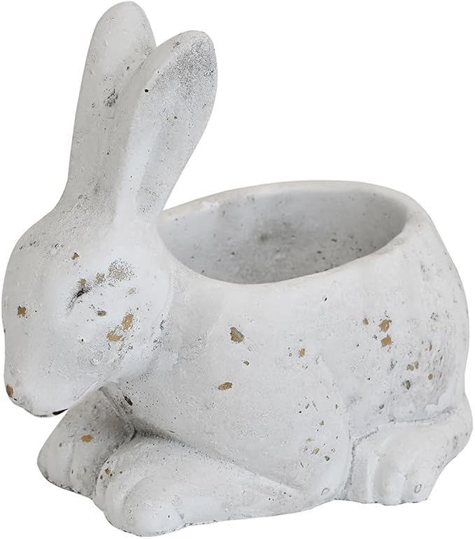 Vintage Cement Animal Planter Pots,Cement Succulent Planter,Indoor & Outdoor Garden Decor Rustic Shabby Flower Plants for Home,Patio,Balcony(White Rabbit)
