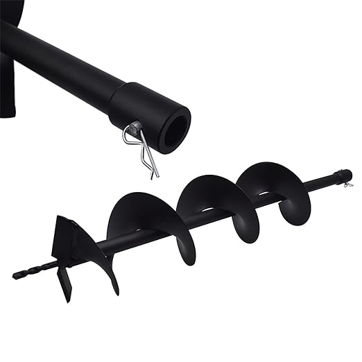 6-in Earth Auger Drill Bit, Garden Plant Flower Auger Rapid Planter Compatible Gas Powered Post Fence Hole Digger with 3/4 Shaft