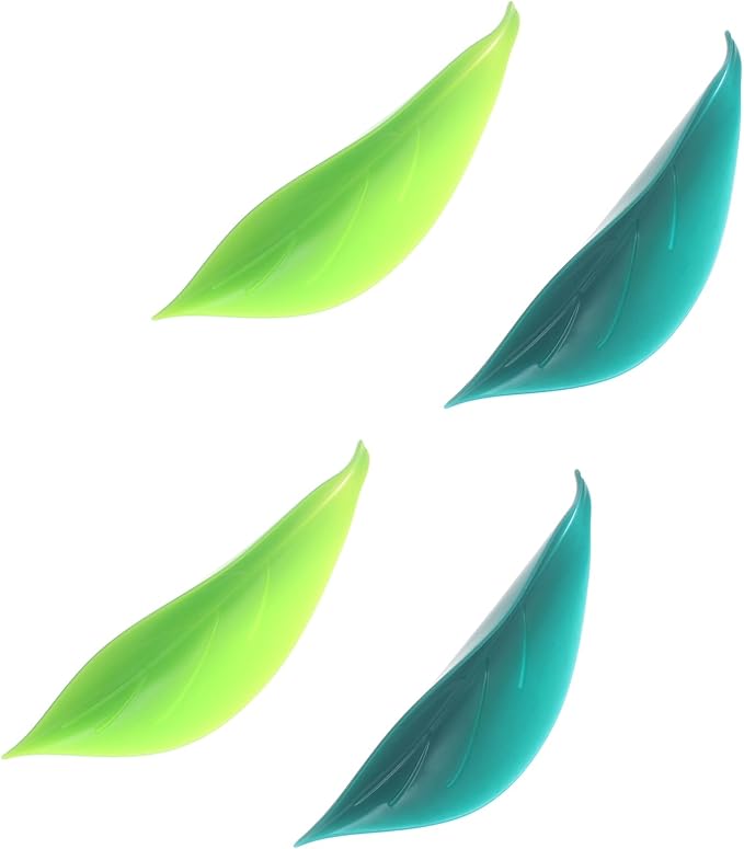 4 PCS Watering Leaves Plastic Plant Pot Watering Funnel Leaf Shape Drip Irrigation Device for Watering Indoor and Outdoor Plants (Chartreuse, Peacock Green)