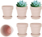 vensovo 4 Inch Small Pink Terracotta Plant Pots with Saucer - 6 Pack Clay Flowerpots with Drainage, Great for Indoor Outdoor Plants, Crafts, Wedding Favor
