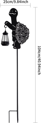 Solar Tortoise Garden Stakes Outdoor Unique Gift Ideas Decor Metal Tortoise Holding Solar Lantern Decorative Outdoor Stakes for Patio, Lawn, Yard and Pathway