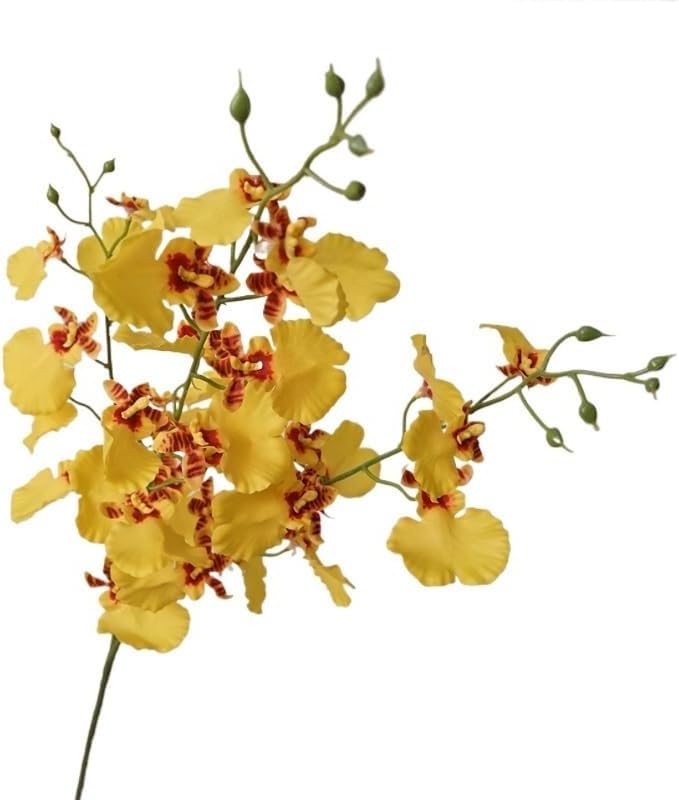 Artificial Flower Feel Moisturizing Dancing Orchid Living Room Ornaments Dining Table Decoration Floral Photography Ornaments(Yellow)