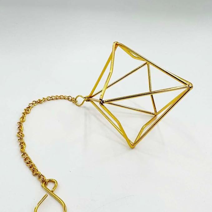6 Pack Gold Diamond Hanging Air Plant Holders with Chains, Small Unique Metal Air Plants Live Holders for Tillandsia and Air Ferns, Indoor Hanging Planter Decor