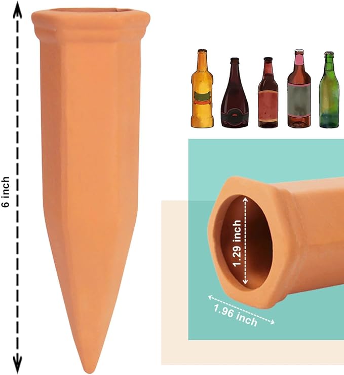 vensovo Terracotta Self Watering Spikes - 24 Pcs Potted Plant Watering Devices Vacation Self-Watering Stakes for Outdoor, Indoor Plants, Wine Bottle