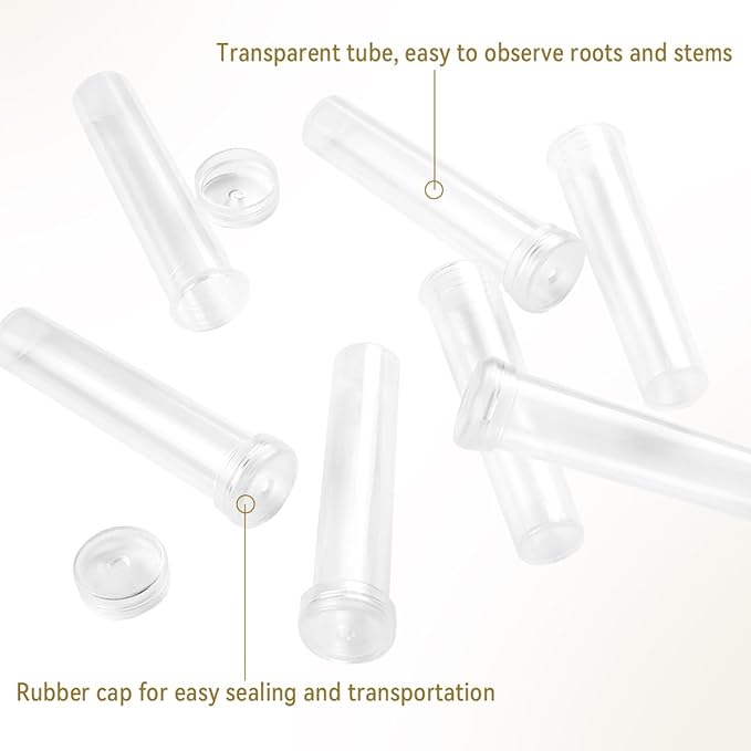 Vials for Flower Arrangements 2.8 Inch Floral Water Tubes Plastic Floral Vials with Caps (Clear, 20 Pack)