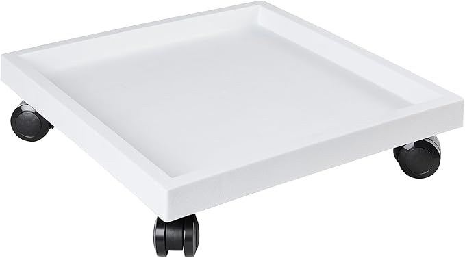14.2 Inch Square Rolling Plant Caddy Saucer with Wheels, Heavy Duty Wheeled Planter Stand for Potted Plant, Coaster Roller Base Tray with Casters, Flower Pot Dolly Holder for Indoor Outdoor