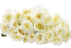 KaBloom - White Roses 18 with Greens Bouquet - Fresh Flowers for Birthday, Valentine's & Mother's Day