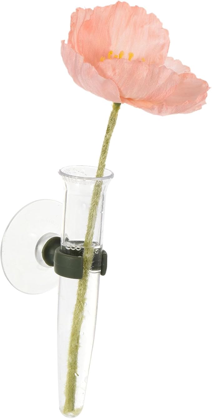 PATIKIL Floral Water Tubes with Suction Cup, 3 Pcs 0.6" ID 4" Plastic Wall Hanging Vase for Plants Flower Arrangement, Clear