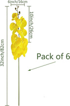 FagusHome 32 Inch Artificial Phalaenopsis Flowers 6 Pcs Artificial Orchid Flowers Stem Plants for Home Décor (Yellow)