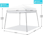 Canopy Tent, 10X10 FT Pop Up Canopy Outdoor Instant Tent Slant Legs with Carrying Bag, Portable Gazebo Shelter for Patio Deck Garden and Beach - 8X8 FT Canopy Cover (White)