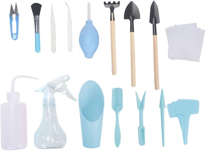 Tools, 16pcs/Set Mini Gardening Tool Set Transplanting Tool Garden Kit Transplanting Tools for Indoor Garden Plant Care(Blue), Gardening