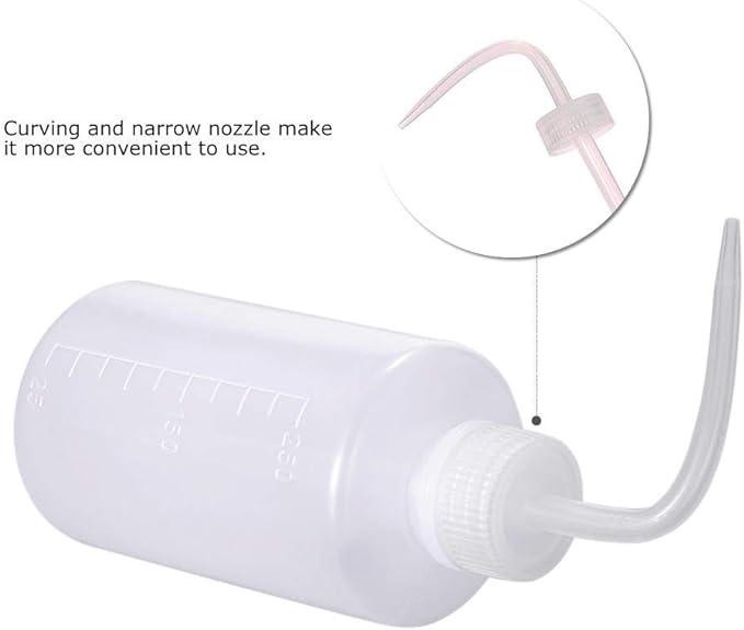 DONSTRAW Wash Bottle 2pcs 250ml/8oz Safety Bottles Watering Tools, Economy Plastic Squeeze with Narrow Mouth Scale Labels for Medical Succulent Cleaning Washing