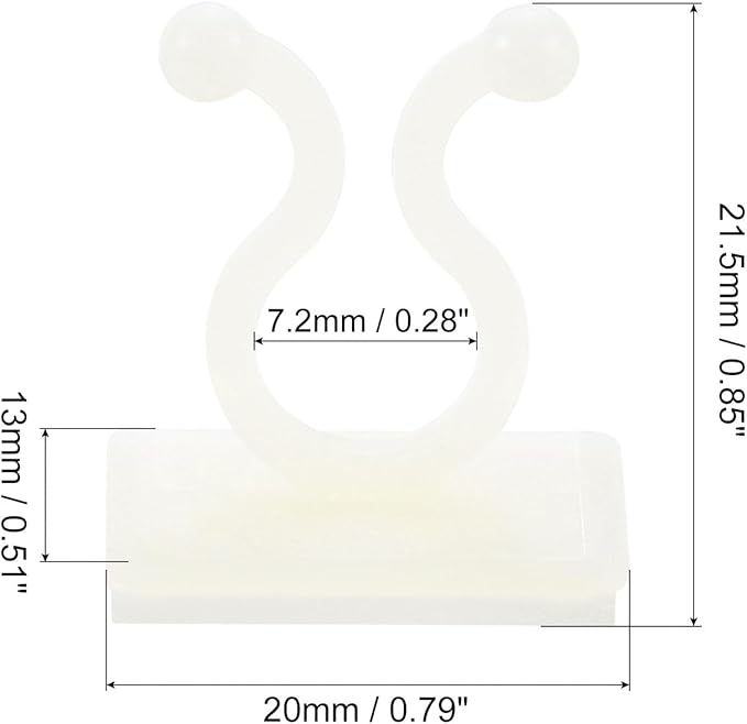 uxcell 100Pcs Plant Climbing Wall Fixture Clips, Plant Fixer Self-Adhesive Hooks Wire Fixing Supporting for Indoor Outdoor Decoration and Cable Wire Fixing (White, 7.2mm/0.28")