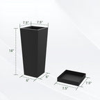 Metal Tall Planters 18 inch Set of 2, Durable Taper Planter with Drainage Holes & Rust-Proof Coating & Trays for Outdoor Indoor Garden Patio Front Door (Black)