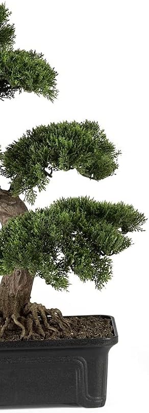 Nearly Natural 4103 24in. Cedar Bonsai Silk Plant,Green