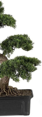 Nearly Natural 4103 24in. Cedar Bonsai Silk Plant,Green
