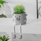 Zerzsy Fake Desk Plants in Cement Pots, Faux Plant Succulents Shelf Decorations, Funny Artificial Succulent Plants for Office Desk Decor, Cubicle Accessories - Set of 2