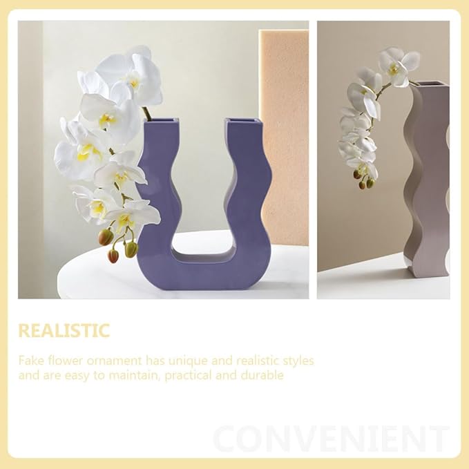 SHINEOFI White Phalaenopsis Artificial Flowers Bouquet, Realistic Faux Orchid Stem Simulation Flower Stems for Home Décor, Living Room and Dining Table Decoration