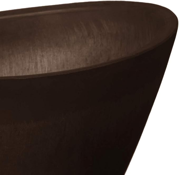 Arcadia Garden Products PSW Pot Collection YB41C Plastic/Stone/Wood Composite Curved Planter Pot – No Drainage Hole (Drillable), for Indoor and Outdoor Plants and Gardens, 16-inch, Chocolate