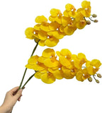 2 Pcs Orchid Stems 38" Artificial Flowers Real Touch Latex Faux Phalaenopsis Branches White Artificial Flowers for Wedding Party Home Garden Decor (Yellow)