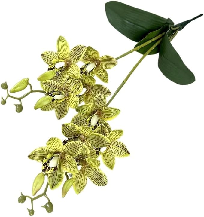 Soft Film Leaf Double Fork 9-Head Tiger Head Orchid Home Living Room DIY Flower Arrangement Ornaments Wedding Flowers (Color : 7)