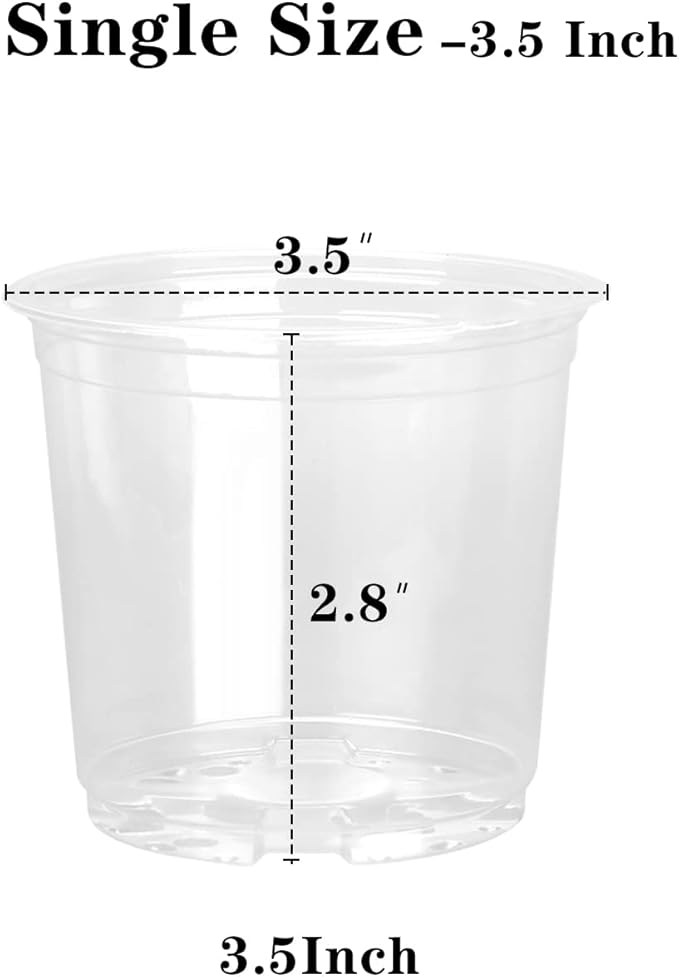 OUPSAUI 20 Pack 3.5 Inch Clear Nursery Pots for Plants, Clear Plastic Plant Pots with Drainage Holes, Flexible Nursery Pots Variety Pack, Seedling Planter Seed Starter Pots (3.5 Inch)