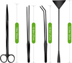 Catcan Quarium Aquascape Tools Kits, 4 in 1 Anti-Rust Aquatic Plant Aquascaping Tool Stainless Steel Black Tweezers Scissors Spatula for Aquarium Tank Clean Fish Tank Aquascape Tools Sets (black)