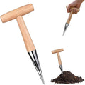 Hand Dibber Seed Dibber, Hand Dibber Garden Tool Bulb Planter Tool with Wooden Handle, Seed Planting Tool Plant Hole Digger for Garden Seeds Bulbs Flowers Tulips Daffodils Vegetables (1pc)