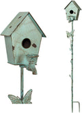 Bird Houses for Outside with Pole Metal Birdhouse Stakes Decorative Outdoor, Reclaimed Faucet Accent (Teal, 52")