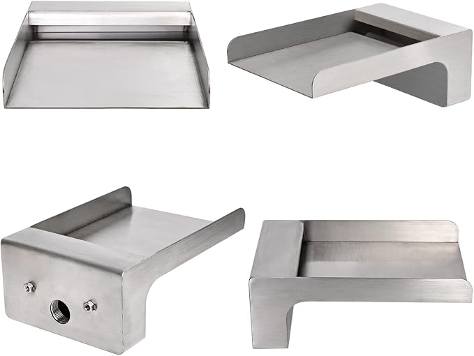 PONDO 304 Stainless Steel Made Exquisite Handcrafted Waterfall Spout for Landscape, Water Fountain Spout Scupper Luxury Decoration for Pools, Ponds, Water Walls (Brushed Finishing)