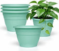 5 Pack 10 Inch Plant Pots for Indoor Outdoor,Plastic Floor Planters with Drainage Holes,Lightweight Flower Pots for Home,Patio & Garden(Blue)