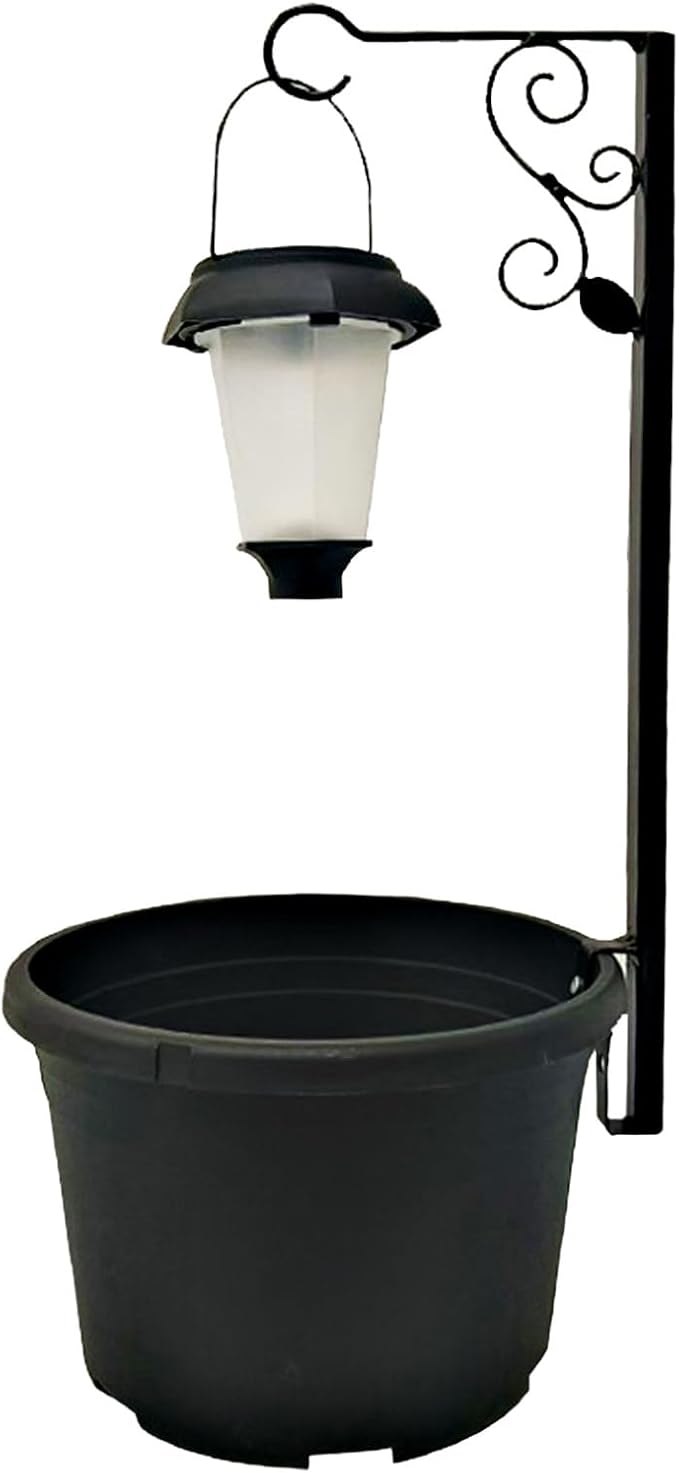 Solar Outdoor Floor Lamps with Planter, 2 in 1 Waterproof LED Solar Lamps Post Light, Matte Black Outdoor Flower Pots, Outdoors Lamps for Patio, Backyard, Pathway, Garden, Lawn (2PCS)