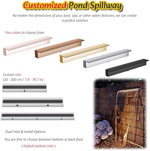 Waterfall Spillway for Indoor/Outdoor Decorative,Pond Spillway Kit - Waterfall Overflow System with Flexible Tubing & Connectors for Koi Ponds Water Features Back Inlet Fountain Spray - Easy
