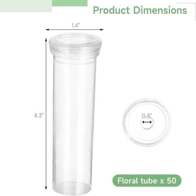 50 PCS Floral Tubes, 60ml Plant Branch Tubes, Milkweed Water Tubes for Flowers, Floral Water Tubes for Milkweed Cuttings, Butterfly Breeding Floral Tubes for Flower Arrangements